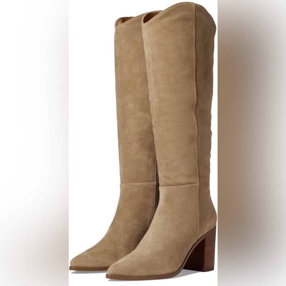 Suede Knee Boots NEW Beige Tan Light Brown - High Heel Franco Sarto Ticada sz 9